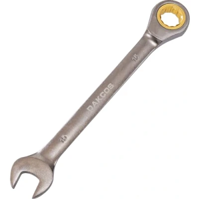 Image of DAKCOS 15mm Ratchet Spanner Fixed Head Ratcheting Combination Wrench, Metric CR V