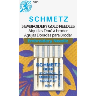 Image of SCHMETZ Gold Embroidery Machine Needles Size 90/14 5/Pkg