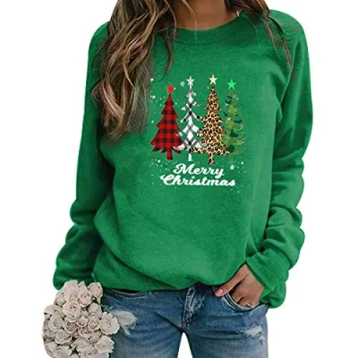 Image of Christmas Tree Jumper Women Xmas Jumpers For Bad Funny Womens Ugly Pullover Ladies Sweatshirt Sweatshirts Green M