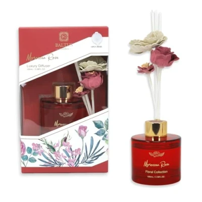 Image of Baltus Reed Diffuser 100ml Faux Flower Morrocan Rose Fragrance Aroma