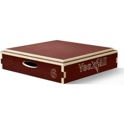 Image of Yes4All Stackable Wooden Plyo Box, Plyometric Box with Anti Slip Surface for Home Gym &amp; Outdoor Workout Red 6&quot;