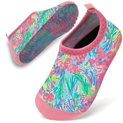 Image of Water Shoes Toddler Kids Baby Infant Girls Beach Swim Barefoot Aqua Socks Non Slip for Swmming Pool Park(Flower Painting,30/31)