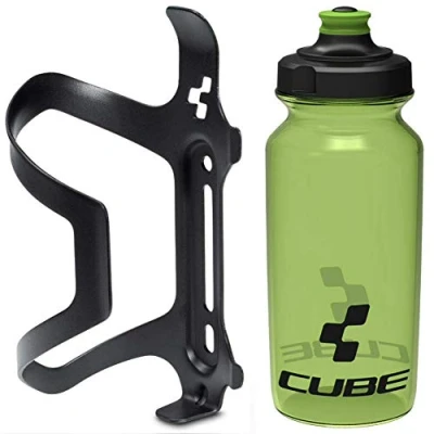 Image of Cube HPA Anodised Side Loading Cage Black &amp; Icon Bottle Green, 500ml / Alloy Lightweight Bicycle Cycling Cycle Bike MTB Mountain Road Water Drink Flask Bidon Bracket Mount Holder HPP Accessories