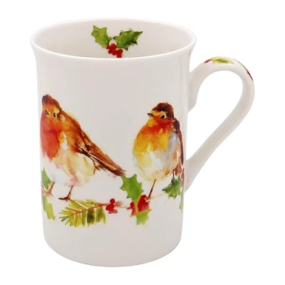 Image of The Leonardo Collection Winter Robin Design Fine China Mug