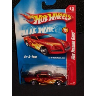 Image of Hot Wheels 2008 Web Trading Cars # 13 of 24 At A Tude Red with Flames 089 89 1:64 Scale by Mattel (English Manual)