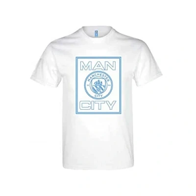 Image of Manchester City FC Man Logo T Shirt White Adults, M