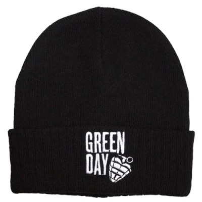Image of Rock Off officially licensed products Green Day Stacked Logo and Grenade Beanie Hat One Size