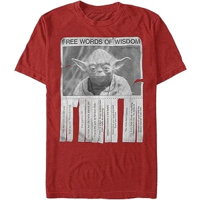 Image of STAR WARS Men&#039;s Words of Wisdom T Shirt, Red, XXL