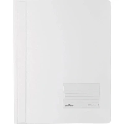 Image of Durable DURALUX A4 Document Folder White Made From PVC Extra Wide For Filing Punched Pockets Pack of 25