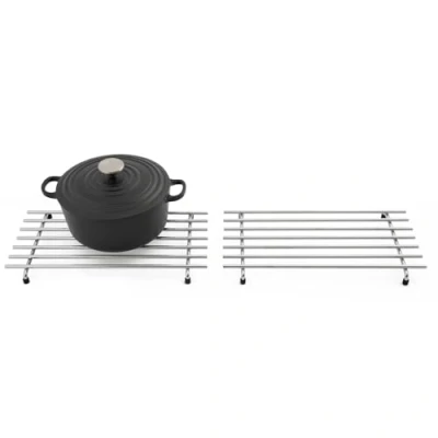 Image of simplywire Trivet Pack of 2 Heat Resistant Kitchen Worktop Protectors Large Chrome