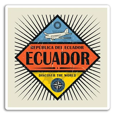 Image of 2 x 10cm Ecuador Vinyl Stickers South America Sticker Laptop Luggage #18105 (10cm Wide)