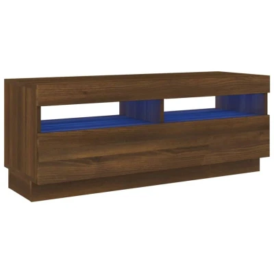 Image of vidaXL LED TV Cabinet Spacious Brown Oak Entertainment Unit with RGB Lights 100x35x40 cm Moisture Resistant Engineered Wood Living Room Furniture