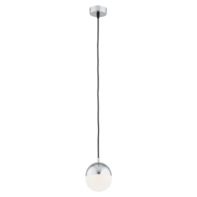 Image of Livia 12cm Globe Pendant Ceiling Light Opal Matt, Chrome IP44