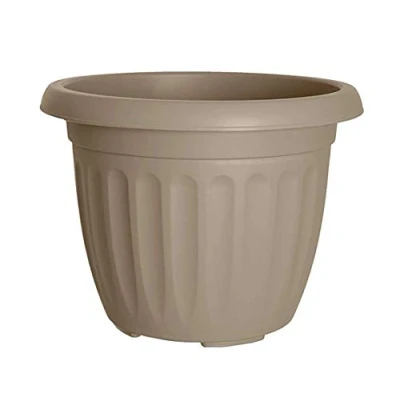 Image of Whitefurze Plastics Taupe Round 40cm Athens Plastic Flower Plant Planter Pot (Single)