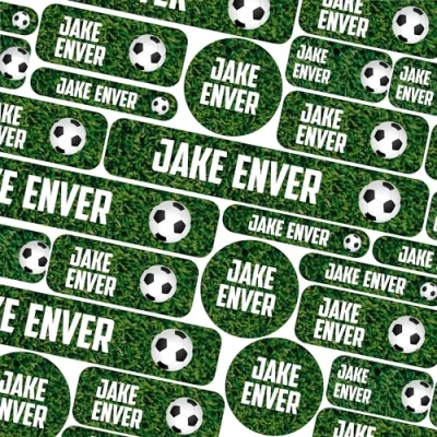 Image of 50 Name Labels for Kids No Iron Tags Clothes Stickers Water Bottles, School Uniform, School, Nursery, Care Homes, Washable and Dishwasher Safe Children (Football)
