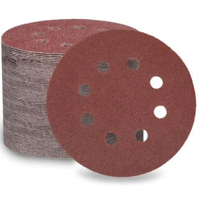 Image of LESNIC 80 Grits 100pcs Sanding Discs,125mm 5 inch 8 Holes Discs Pads Hook &amp; Loop Sandpaper Sheet for Orbit Orbital Sander and All Oscillating Tools