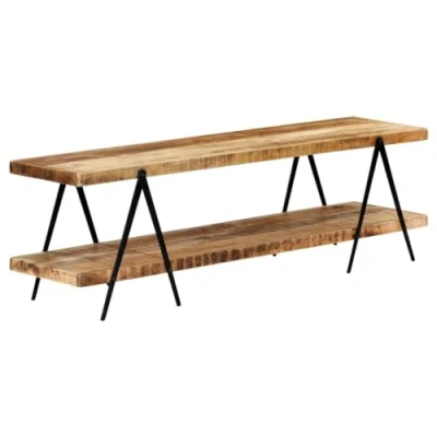 Image of vidaXL Solid Mango Wood TV Cabinet Industrial Style with 2 Shelves 160x40x50 cm Brown Television Stand