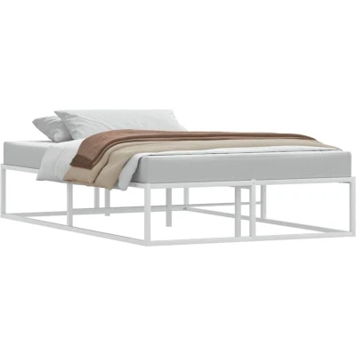 Image of vidaXL metal bed frame white double slats storage space 120x200 cm mattress compatible