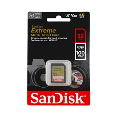 Image of SanDisk Extreme 32 GB SDHC Memory Card, Twin Pack, Up to 90 MB/s, Class 10, U3, V30