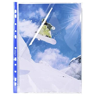 Image of Exacompta Ref 5870E Stop Doc Corner Opening Punched Pockets (Pack of 100) Suitable for Storing A4 Documents, Made From 60 Micron Clear Polypropylene