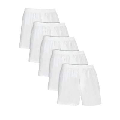 Image of Fruit of the Loom Men&#039;s Woven Boxer Multipack Underwear, 5 Pack White, XL UK