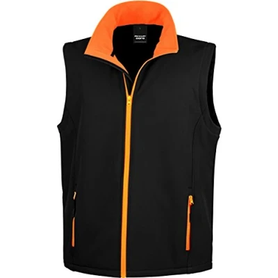 Image of Result R232M Printable Softshell Bodywarmer Black/Orange, 3X Large