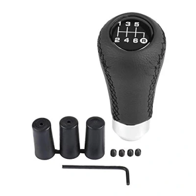 Image of Shift knob Universal Car Vehicle 6 Speed Gear PU Shifter Stick with 3 Hoses(Black) White navara m10 x 1.5