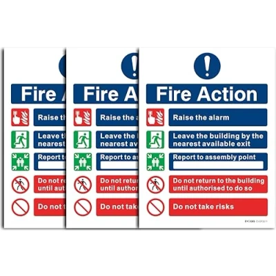 Image of Evoges Self Adhesive Vinyl Fire Action Notice Sign 150mm x 200mm (3)