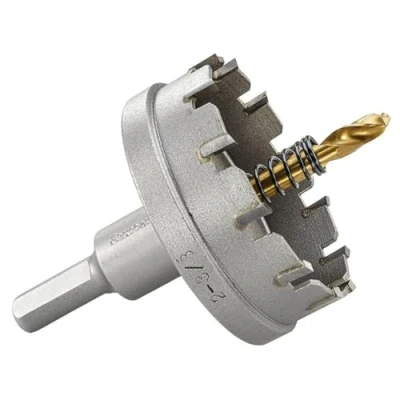 Image of Starrett Tungsten Carbide Tipped Hole Saw SM60 Sheet Metal Cutter With Arbor &amp; Pilot Drill Bit For Drilling Stainless Steel Aluminum Alloy 60 mm