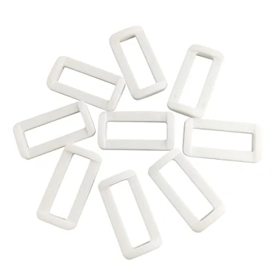 Image of SORTUMOLA White Rectangle Plastic Dee Ring D Webbing Belt Ribbon Buckle 50Pcs (38mm) ET1251