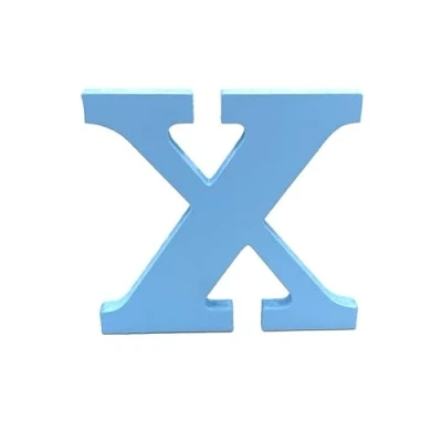 Image of Blue Wooden MDF Letter X Size 13cm Tall Free Standing Letters for Arts &amp; Crafts Personalized Name Decor