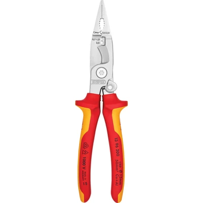 Image of Knipex Pliers for Electrical Installation black atramentized, with multi component grips 200 mm (self service card/blister) 13 82 SB