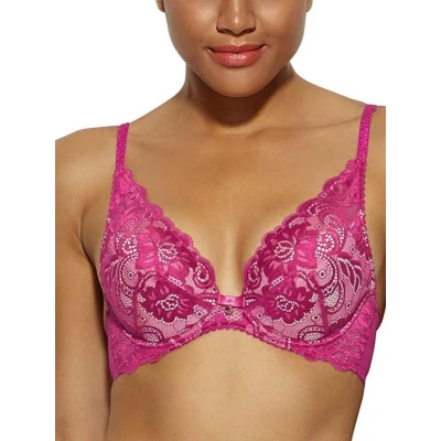 Image of Gossard 11117 Women&#039;s Gypsy Fuchsia Pink Lace Underwired High Apex Plunge Bra 34A