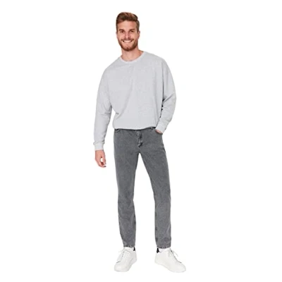 Image of Trendyol Men&#039;s Man Young High Waist Relaxed Jeans, Anthracite, 29