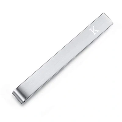 Image of HONEY BEAR Mens Initial Alphabet Letter Tie Clip Bar Normal Size Stainless Steel For Business Wedding Gift,5.4cm,Brushed Silver A Z