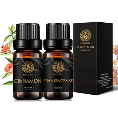 Image of Aromatherapy Frankincense Essential Oil Set for Diffuser, 100% Pure Orange Kit Humidifier, 2x10ml Therapeutic Grade Oils &amp; Cinnamon