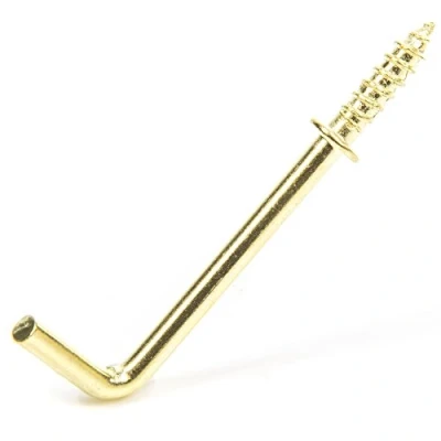 Image of 50x Brass Shouldered Dresser Hooks 38mm (1.5&quot;) Large L Shaped Screw in Wall Hook