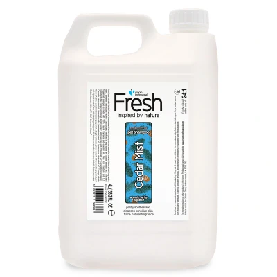 Image of GROOM PROFESSIONAL FRESH Cedar Mist Dog Shampoo Natural For Sensitive Skin Relieves Irritations Cleans &amp; Soothes Any Coat Type Earthy Scent, 4 Litre