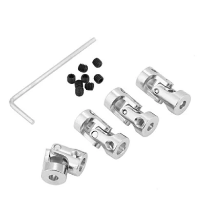 Image of BORDSTRACT Universal Joint Shaft Coupling, 4 Pcs 6mm to Metal Motor Connector with Screws, for Connecting Model Cars Robots