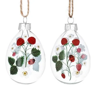 Image of Gisela Graham Strawberries Clear Glass Egg Easter Decorations