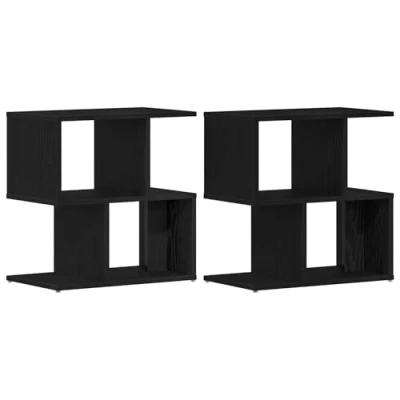 Image of vidaXL Bedside Cabinet 2 pcs Black Oak 50x30x51,5 cm Engineered Wood