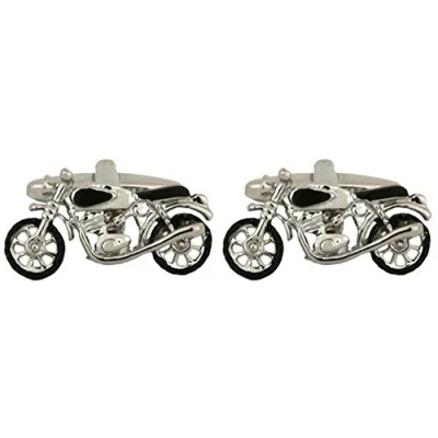Image of David Van Hagen Mens Motorbike Cufflinks Silver