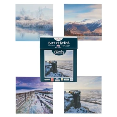 Image of UK Greetings Multipack of 16 Christmas Cards for Him/Her/Friend 4 Photographic Scenery Designs