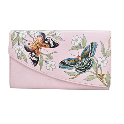 Image of Anuschka Women’s Hand Painted Genuine Leather Accordion Flap Wallet Butterfly Melody