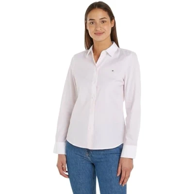 Image of Tommy Hilfiger Women Fill A Regular Shirt Casual Shirts, Pink, 44