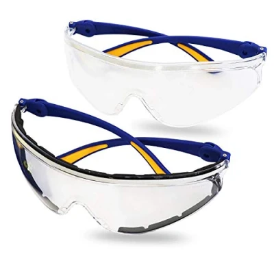 Image of S&amp;R safety glasses set, 2 goggles, suitable for cycling too, transparent, Polycarbonate, certified according to ANSI Z87.1 and EN 166, UV protection, with protective cover cleaning cloth