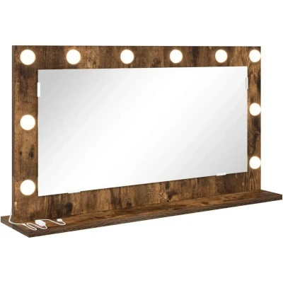 Image of vidaXL Vanity Mirror Smoked oak, silver Wood, glass 80 x 45 cm