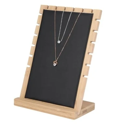 Image of DEWIN Necklace Stand, Holder Display Stand Wood Vertical Bracelet Pendant Jewelry Organizer Rack with Leather Padded(Black)