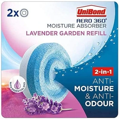 Image of SK INFINITY Moisture Absorber Lavender Garden Refill Tab Aromatherapy Ultra Absorbent and Odour Neutralising, for AERO 360 Dehumidifier, Condensation Absorbers (Lavender (2 x 450g))