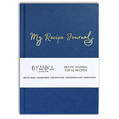 Image of BYANIKA Recipe Book For Own Recipes Create Your Cookbook Journal Hardback Notebook Blank Diary To Write In Cooking Organiser Family Cook Books Foodie Baking Kitchen Gifts (Sapphire Blue)